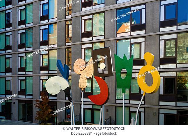 USA, New York, New York City, Lower Manhattan, art on the High Line pedestrian walkway