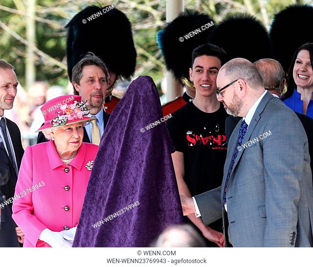 The Queen, accompanied by the Duke of Edinburgh, officially opens the new Bandstand at Alexandra Gardens in Windsor. Featuring: Queen Elizabeth II Where:...