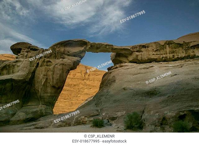 Rock bridge in Wadi Rum desert, Jordan