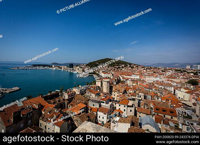 FILED - 28 August 2017, Croatia, Split: City view from the city centre of Split, taken from the tower of the cathedral. Due to the increased number of new...