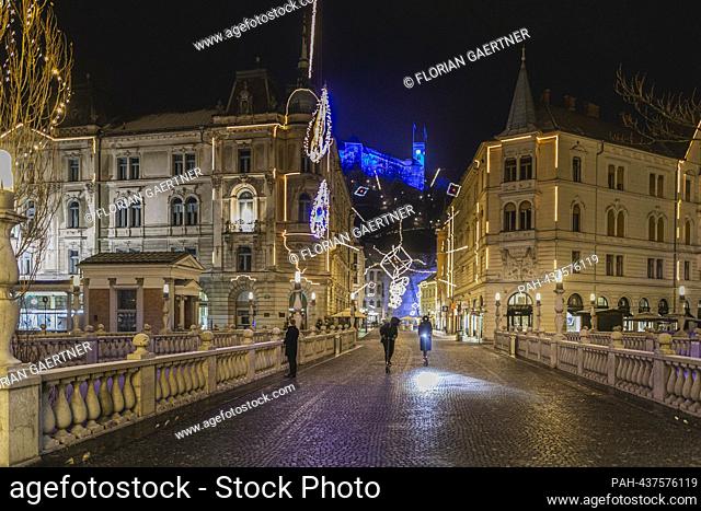 City view at aftert in Ljubljana, December 5th, 2023. - Ljubljana/Slowenien