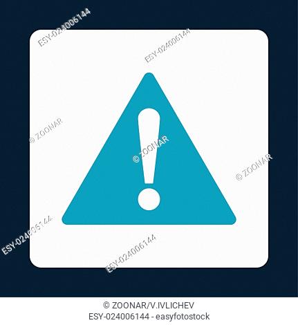 Warning flat blue and white colors rounded button