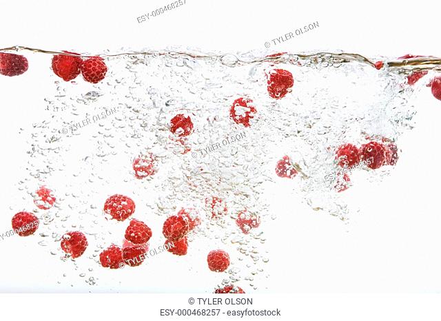 Fresh Raspberries in Water