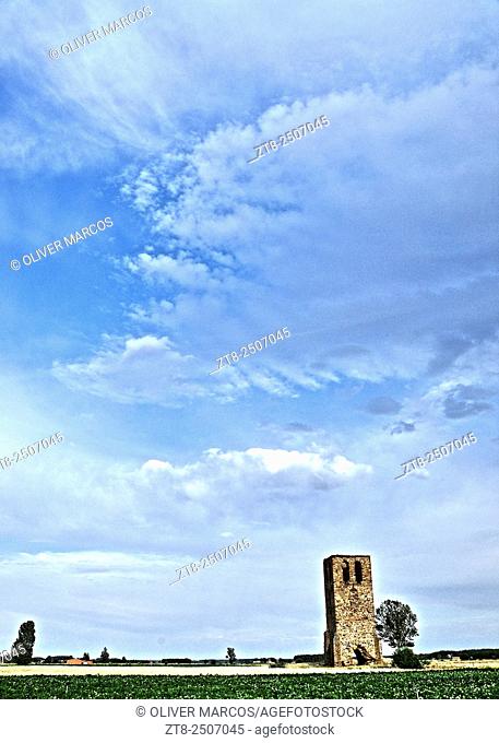 Ancient tower. Fresno de la Valduerna, Leon Province, Spain. Image taken using a similar ""time-stack"" but with variations technique
