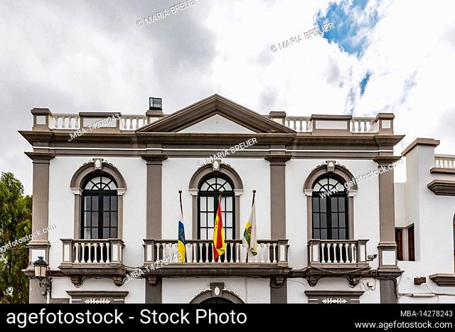 Haria Town Hall, Plaza de La Constitucion, Haria, Valley of 1000 Palms, Lanzarote, Canary Islands, Spain, Europe