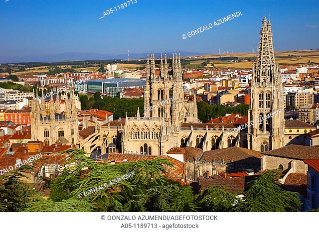 Panoramic view with the cathedral. Burgos. Castilla-Leon. Spain