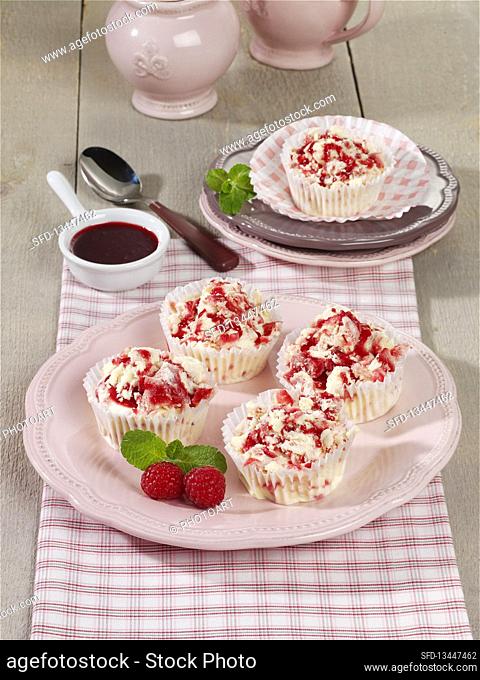 Raspberry cream cheese ice cream muffins