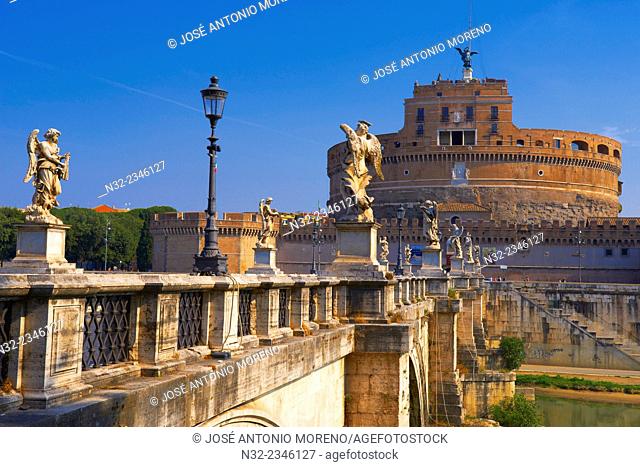 Sant Angelo Castle, Sant Angelo Bridge, Sant Angelo Castel, Mausoleum of Hadrian, Rome, Lazio, Italy