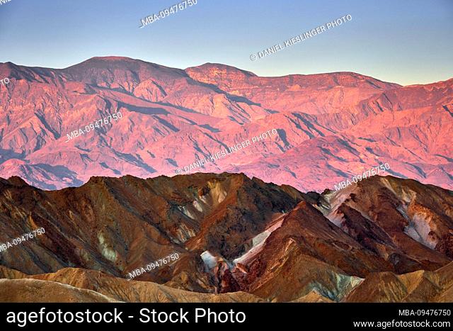 USA, United States of America, Nevada, Death Valley National Park, Zabriskie Point, Sierra Nevada, California
