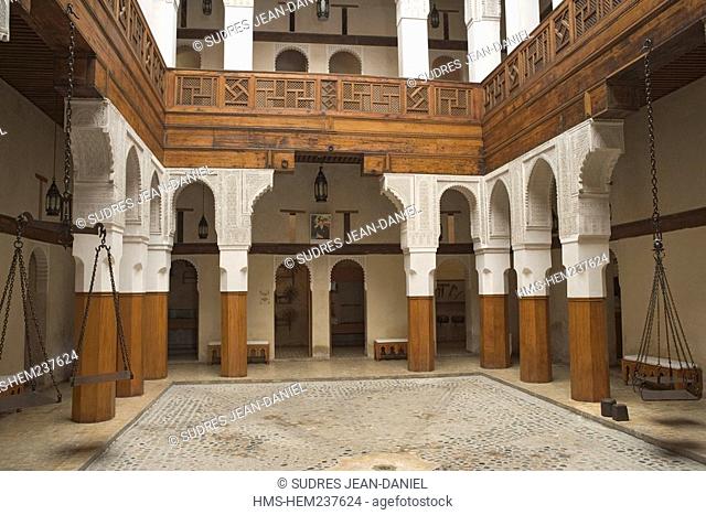 Morocco, Fez, Fes el Jedid, Imperial city listed as World Heritage by UNESCO, inside of the Nejjarin Museum locate din a former caravanserai dated 18th century...