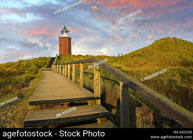 Small lighthouse, Quermatenfeuer, early morning, Kampen, Sylt, North Frisian Islands, North Frisia, Schleswig-Holstein, Germany, Europe