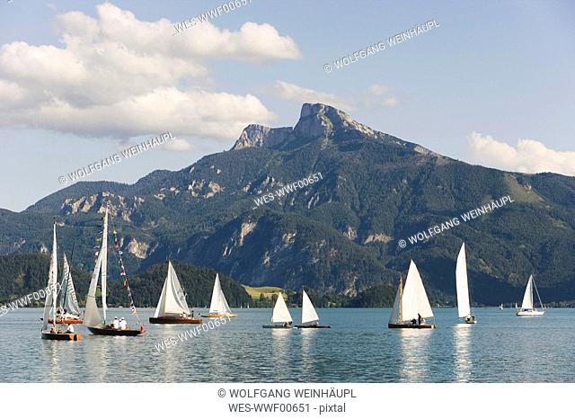 Austria, Salzkammergut, Lake Mondsee, Sailboats
