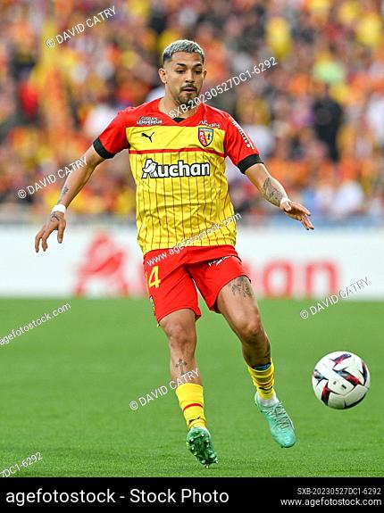 Facundo Medina (14) of RC Lens pictured during a soccer game between t Racing Club de Lens and AC Ajaccio, on the 37th matchday of the 2022-2023 Ligue 1 Uber...