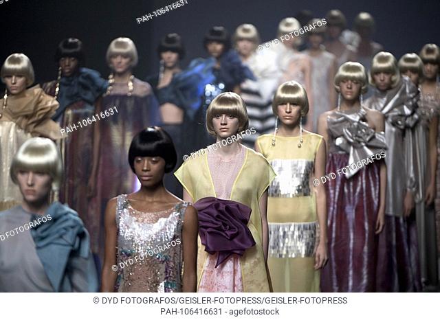 Models at the Duyos Fashion Show at the Mercedes-Benz Fashion Week Madrid Spring / Summer 2019 at the fairground Ifema. Madrid, 10.07