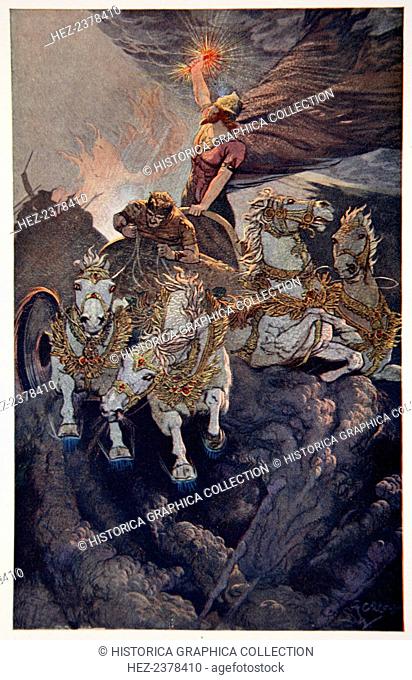 'Merodach sets forth to attack Tiamat', 1915. Illustration from Myths of Babylonia and Assyria by Donald Alexander Mackenzie, 1915