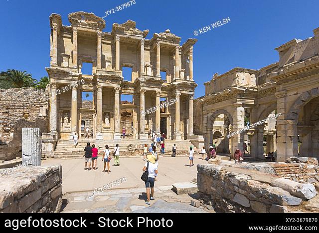 Ephesus, near Selcuk, Izmir Province, Turkey. Library of Celsus, dating from circa 125 AD. Ephesus is a UNESCO World Heritage Site