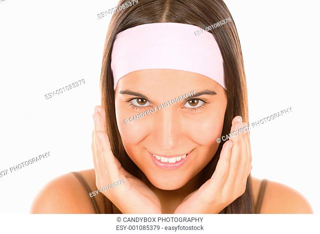 Teenager problem skin care - young woman