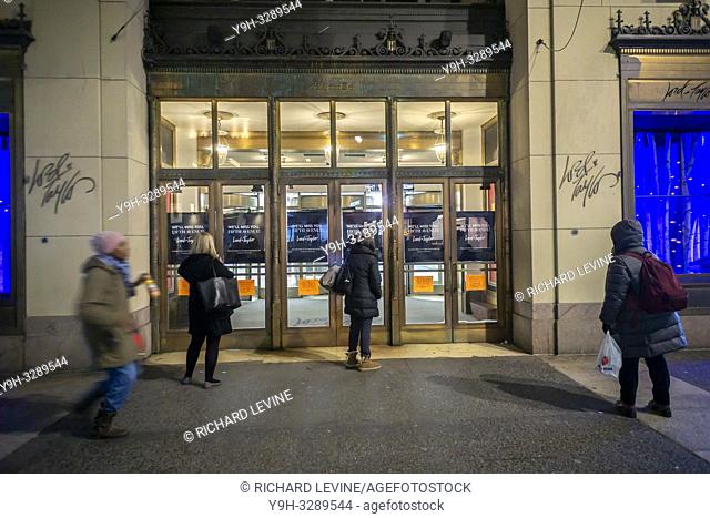New York, NY/USA-January 2, 2019 Nostalgic shoppers outside the now closed Lord & Taylor department store in New York on it's last day, Wednesday, January 2