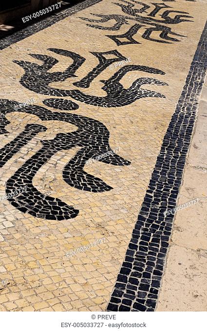 Portugal. Lisbon. Typical portuguese cobblestone pavement