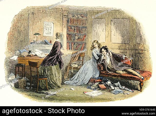 Light. Scene from Bleak House by Charles Dickens (London, 1852-1853) Satire novel on the iniquities of the Court of Chancery