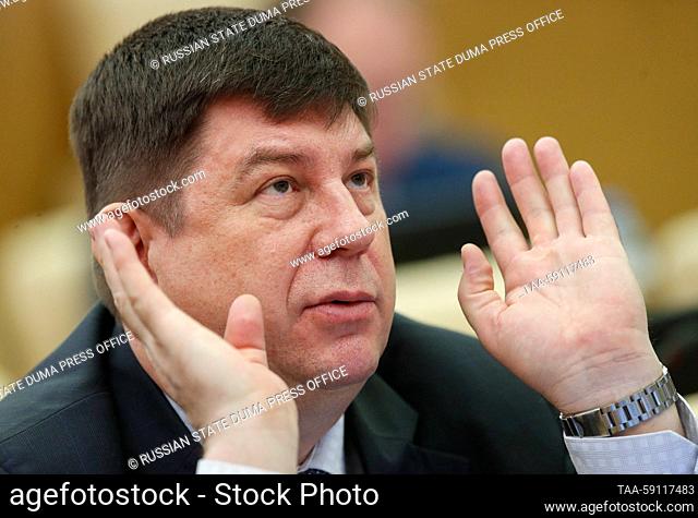 RUSSIA, MOSCOW - MAY 16, 2023: Russian State Duma member Viktor Smirnov attends a plenary meeting of the Russian State Duma