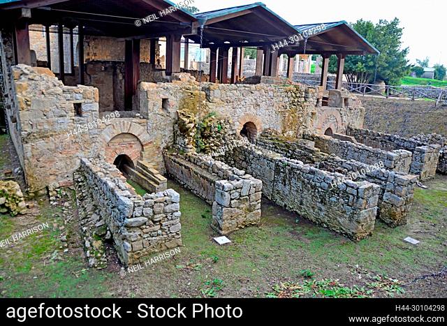 The furnaces used to heat the Roman bath complex of the UNESCO listed Villa Romana del Casale, Sicily