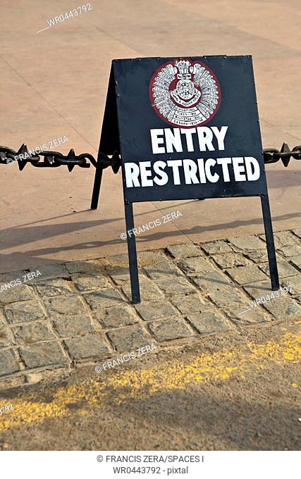 Restricted Entry Sign at the India Gate