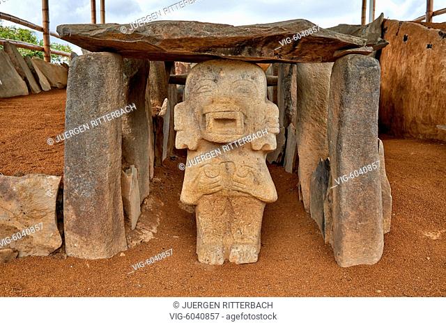 stone figures in Parque Arqueologico Alto De Los Idolos, San Jose de Isnos, San Agustin , Colombia, South America - San Jose de Isnos, San Agustin