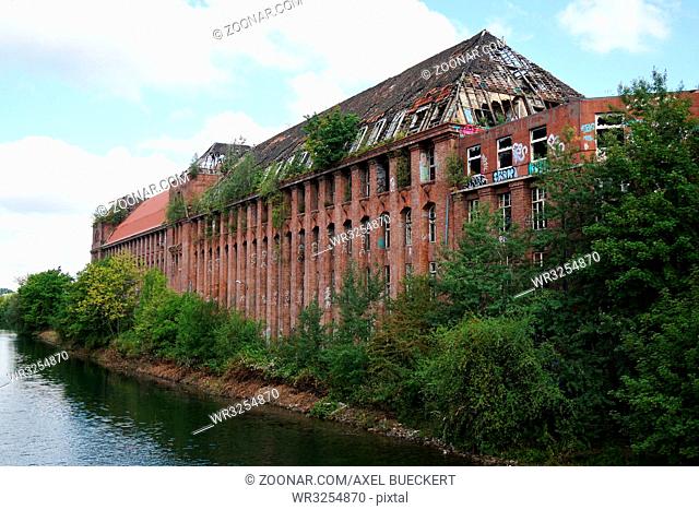 abandoned derelict historic factory building in Hannover Germany