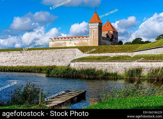 Kuressaare, Estonia - 14 August, 2021: view of the Kuressaare Episcopal Castle on Sareema Island in Estonia