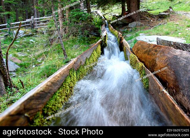 Water canalization made of wood built to irrigate the fields (called roggia)