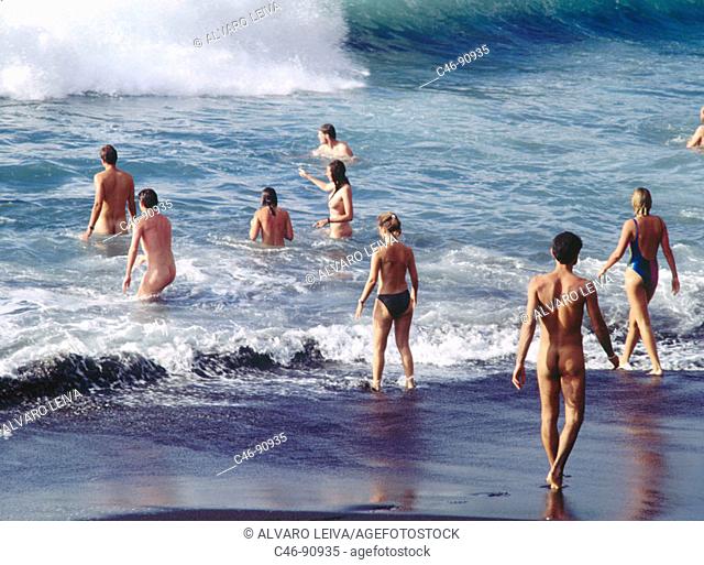 Nudist beach, Valle Gran Rey. La Gomera, Canary islands, Spain