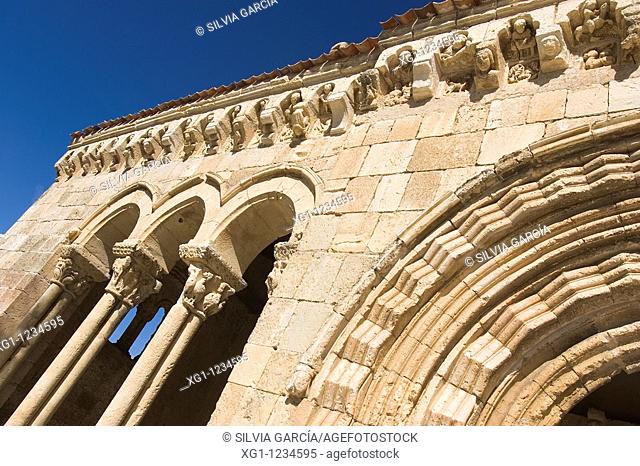 Portico of the romanesque Church of Sotosalbos, Segovia, Castilla y Leon, Spain