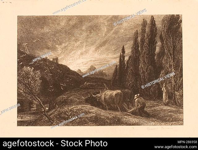 Author: Samuel Palmer. The Early Ploughman - c. 1861 - Samuel Palmer English, 1805-1881. Etching on paper. 1856'1866. England