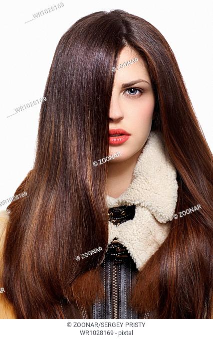 Woman with long brown hairs