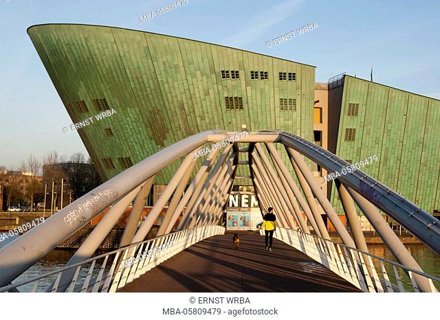 Bridge to the Science Centre Nemo, Amsterdam, Holland, Netherlands