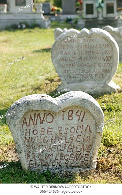 Heart Shaped Grave Stones. Balatonudvari. Lake Balaton Region. Hungary. 2004