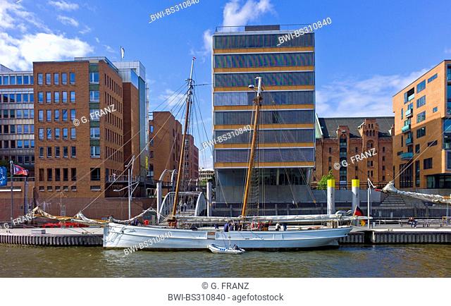 old sailing ship in the Speicherstadt, the warehouse district, Germany, Hamburg