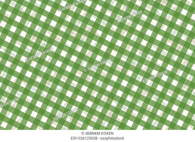 Green and white computer generated abstract plaid pattern as texture and background