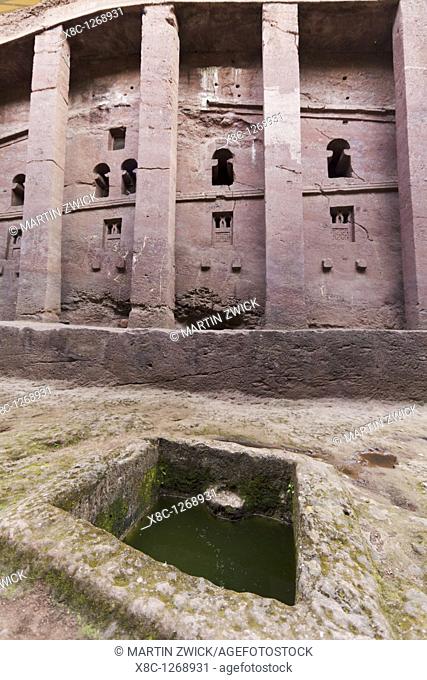 The rock-hewn churches of Lalibela in Ethiopia  The church Bet Medhane Alem, facade  Bet Medhane Alem is considered to be the largest rock-hewn church world...