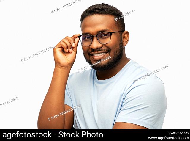 smiling african american man in glasses