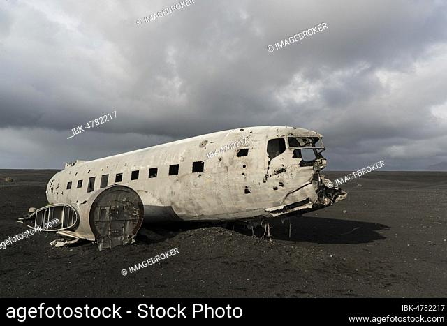 Plane wreckage on the lava beach of Sólheimasandur, Iceland, Europe