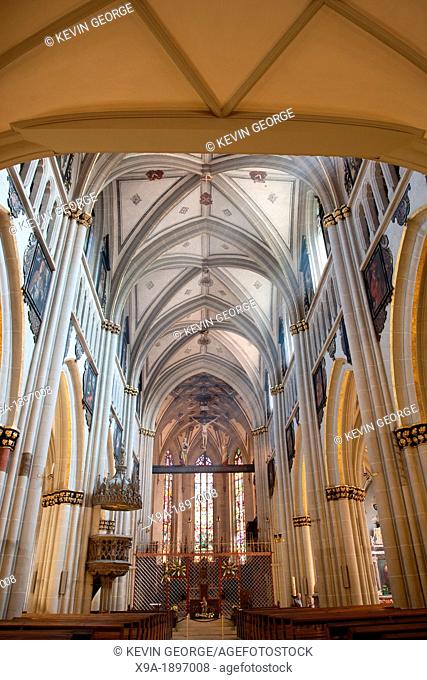 Nave of St Nicolas de Myre Cathedral, Fribourg, Switzerland, Europe