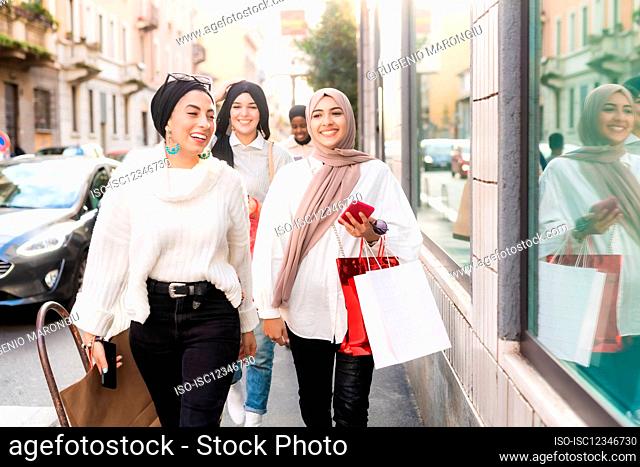 Female friends on shopping trip