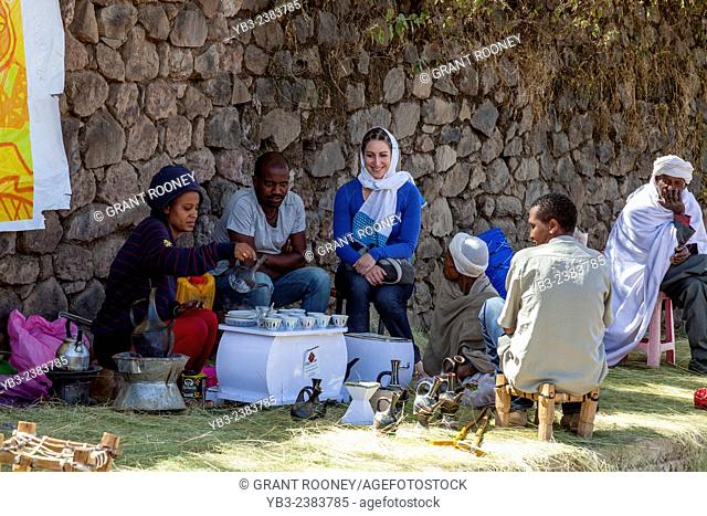 A Tourist Is Served Coffee During A Traditional 'Coffee Ceremony', Lalibela, Ethiopia