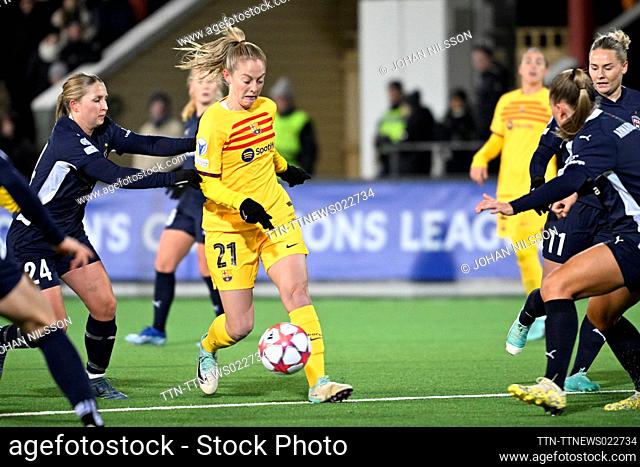 Barcelona's Keira Walsh and Rosengard's Hanna Andersson (L) during the UEFA Women's Champions League group A soccer match between FC Rosengard and FC Barcelona...