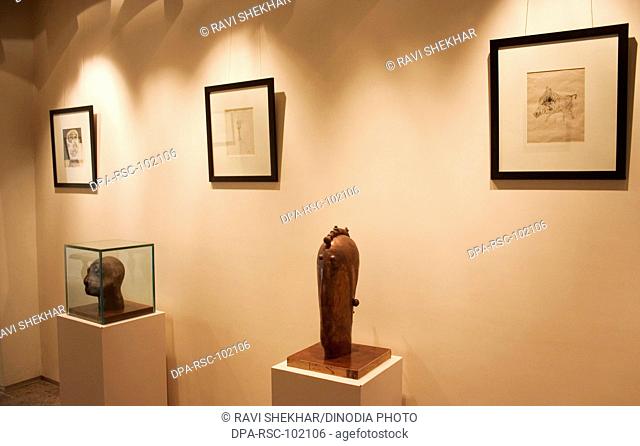 Terracotta sculpture of the legendry sculptor Himmat Shah , Master piece of Indian art , clay , Heads , Show at Bombay Art Gallery 2005