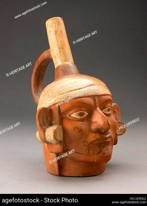 Portrait Vessel of a Ruler with Face Paint and Large Earflares, 100 B.C./A.D. 500. Creator: Unknown