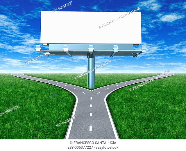 Cross roads with billboard
