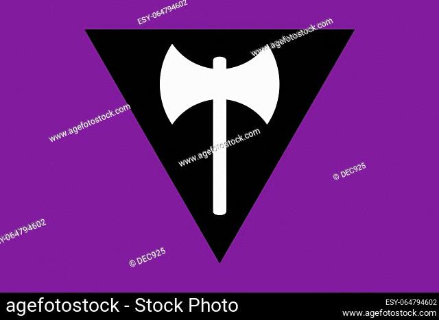 Lesbian feminist movement lgbt, flat icon. Flag of sexual minorities, gays and lesbians. Vector illustration of a labrys